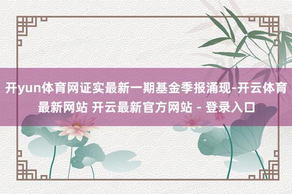 开yun体育网证实最新一期基金季报涌现-开云体育最新网站 开云最新官方网站 - 登录入口