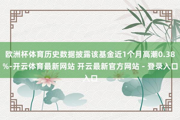 欧洲杯体育历史数据披露该基金近1个月高潮0.38%-开云体育最新网站 开云最新官方网站 - 登录入口
